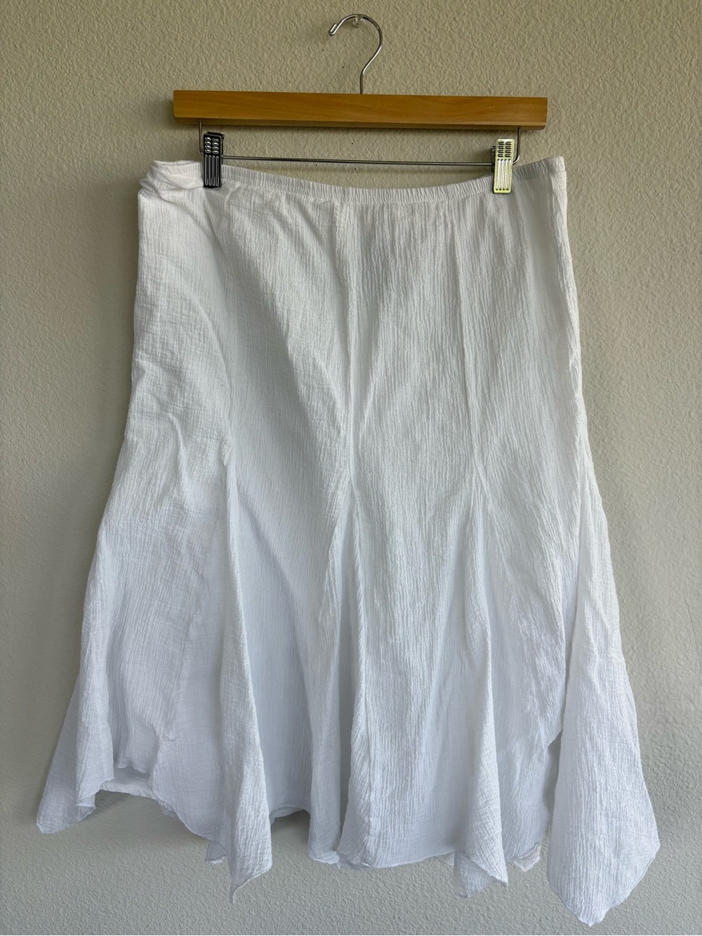 100% Cotton White Boho Midi Skirt